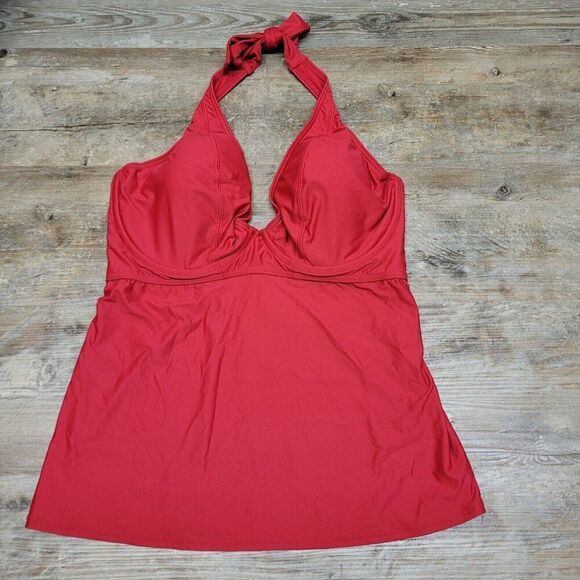 Birdsong Size‎ 32H Bare Necessities Rouge Red Underwire Halter Tankini Swim Top - Picture 5 of 12